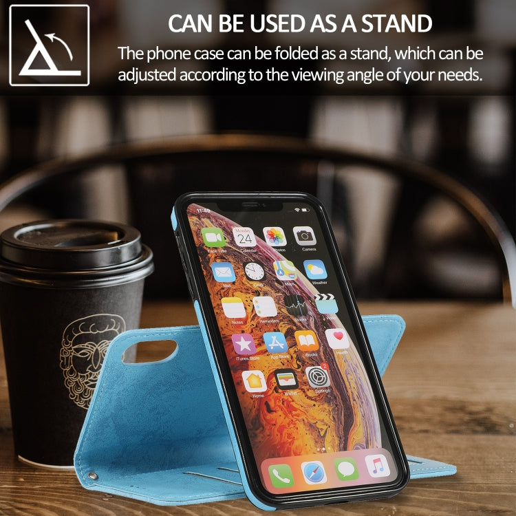 For iPhone XS Max KLT888-2 Retro 2 in 1 Detachable Magnetic Horizontal Flip TPU + PU Leather Case with Holder & Card Slots & Photo Frame & Wallet