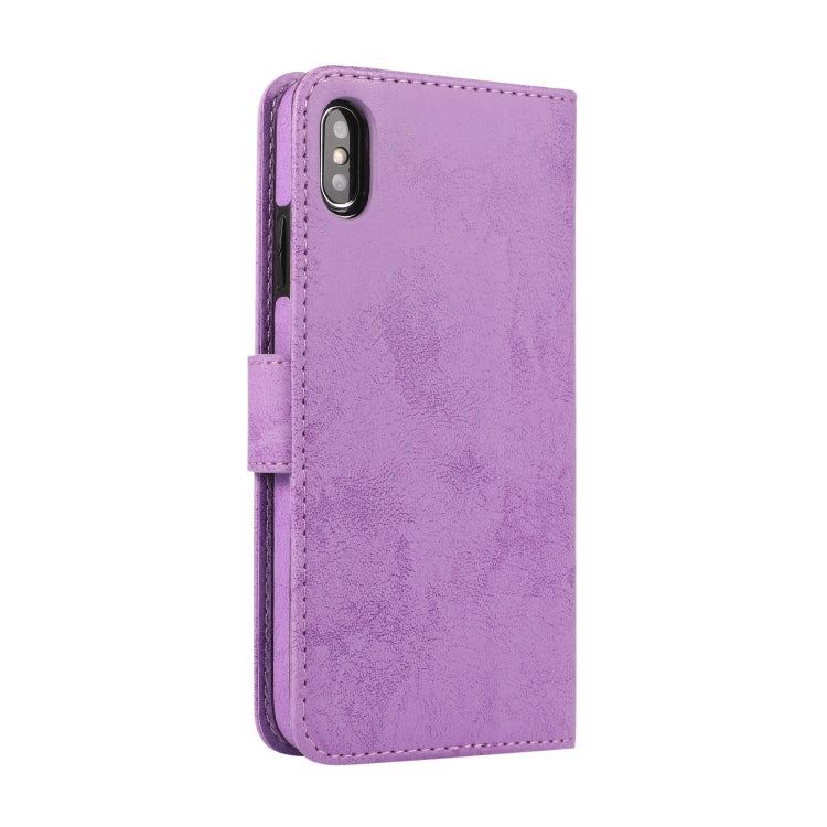 For iPhone XS Max KLT888-2 Retro 2 in 1 Detachable Magnetic Horizontal Flip TPU + PU Leather Case with Holder & Card Slots & Photo Frame & Wallet