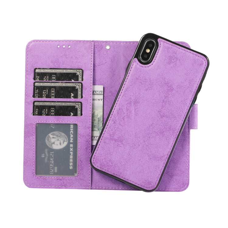 For iPhone XS Max KLT888-2 Retro 2 in 1 Detachable Magnetic Horizontal Flip TPU + PU Leather Case with Holder & Card Slots & Photo Frame & Wallet