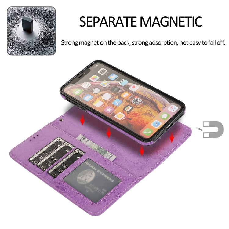 For iPhone XS Max KLT888-2 Retro 2 in 1 Detachable Magnetic Horizontal Flip TPU + PU Leather Case with Holder & Card Slots & Photo Frame & Wallet