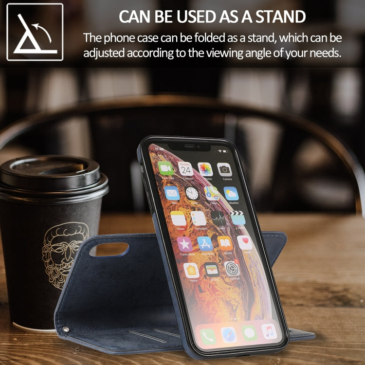 For iPhone XS Max KLT888-2 Retro 2 in 1 Detachable Magnetic Horizontal Flip TPU + PU Leather Case with Holder & Card Slots & Photo Frame & Wallet