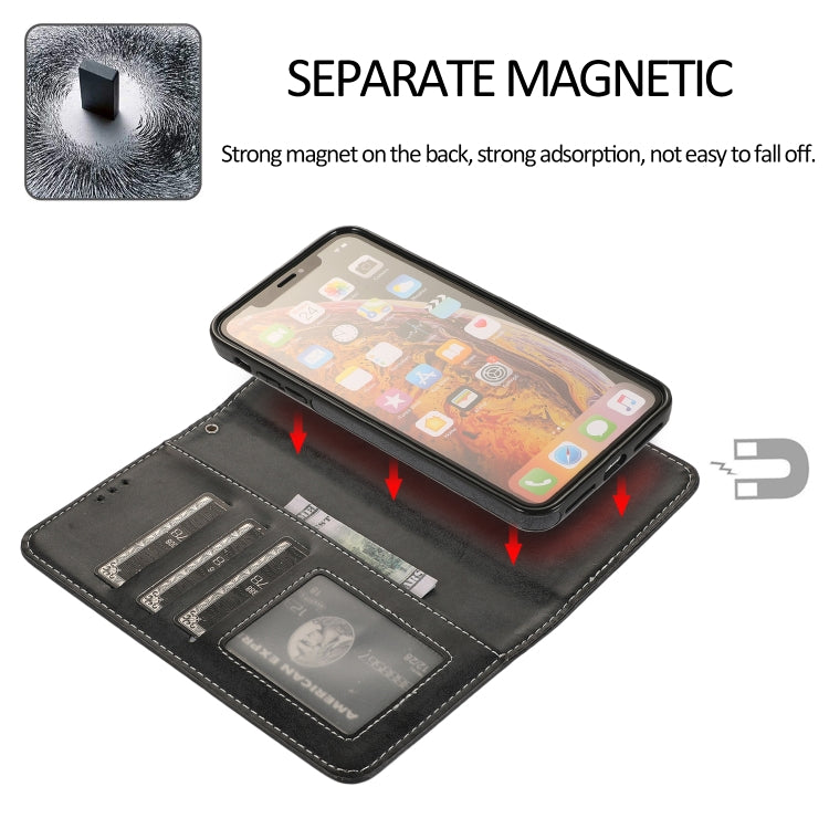 For iPhone XS Max KLT888-2 Retro 2 in 1 Detachable Magnetic Horizontal Flip TPU + PU Leather Case with Holder & Card Slots & Photo Frame & Wallet