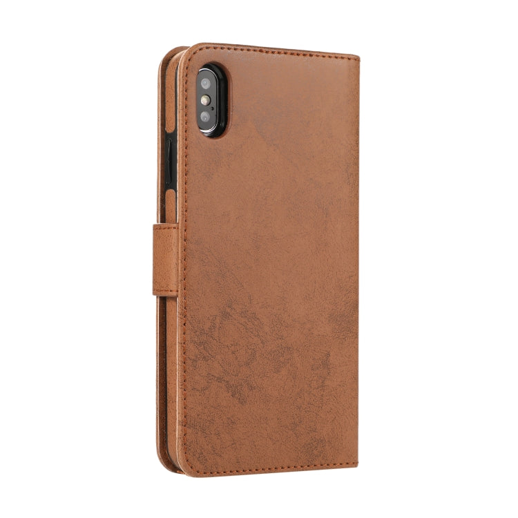 For iPhone XS Max KLT888-2 Retro 2 in 1 Detachable Magnetic Horizontal Flip TPU + PU Leather Case with Holder & Card Slots & Photo Frame & Wallet