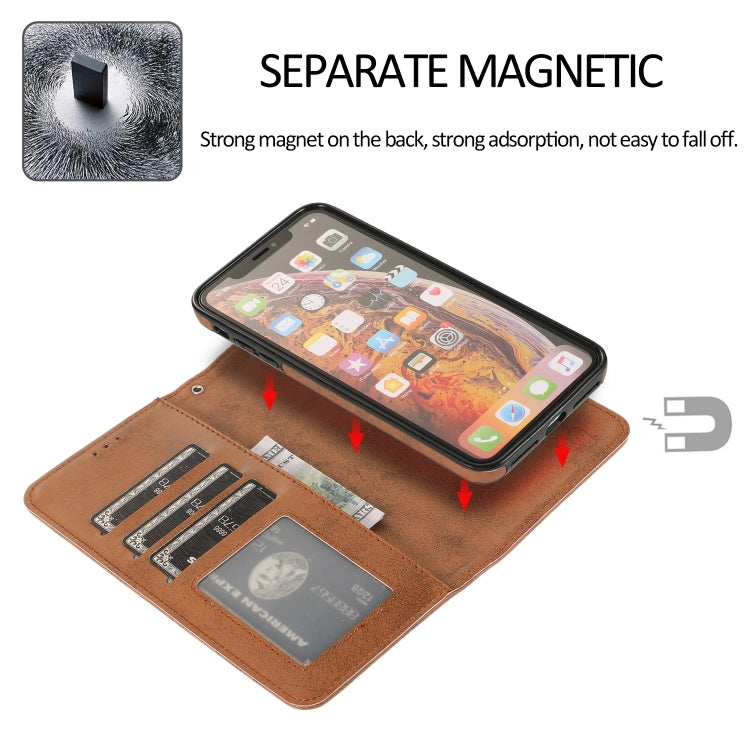 For iPhone XS Max KLT888-2 Retro 2 in 1 Detachable Magnetic Horizontal Flip TPU + PU Leather Case with Holder & Card Slots & Photo Frame & Wallet