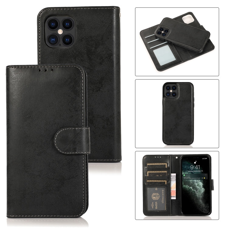 For iPhone 12 / 12 Pro KLT888-2 Retro 2 in 1 Detachable Magnetic Horizontal Flip TPU + PU Leather Case with Holder & Card Slots & Photo Frame & Wallet