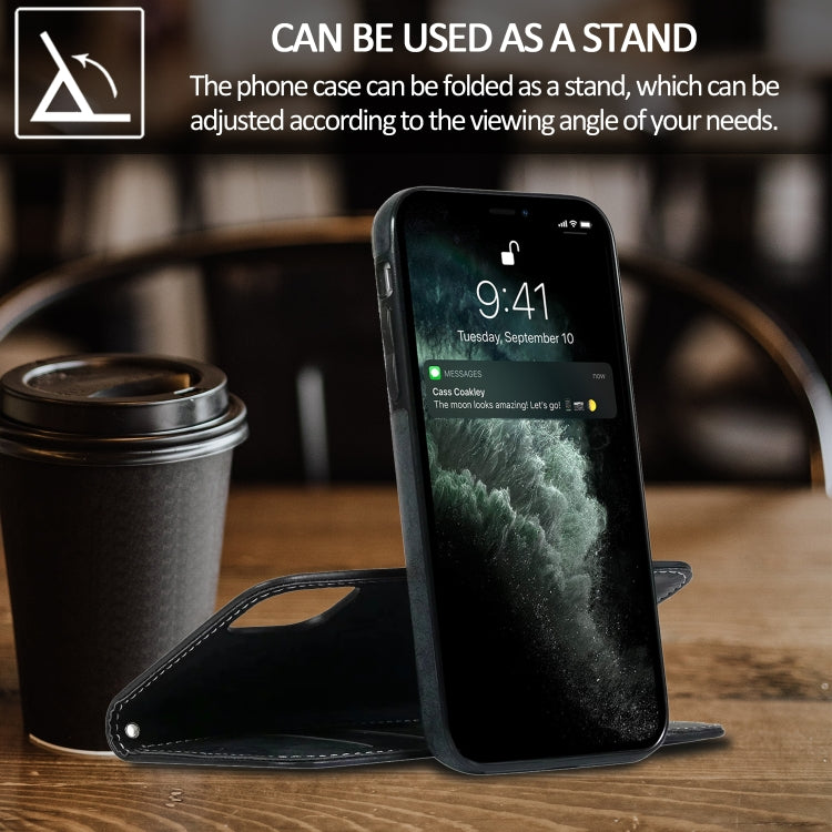 For iPhone 12 / 12 Pro KLT888-2 Retro 2 in 1 Detachable Magnetic Horizontal Flip TPU + PU Leather Case with Holder & Card Slots & Photo Frame & Wallet