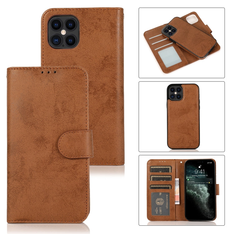 For iPhone 12 / 12 Pro KLT888-2 Retro 2 in 1 Detachable Magnetic Horizontal Flip TPU + PU Leather Case with Holder & Card Slots & Photo Frame & Wallet