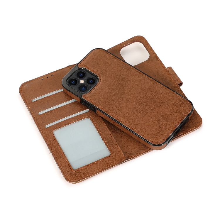 For iPhone 12 / 12 Pro KLT888-2 Retro 2 in 1 Detachable Magnetic Horizontal Flip TPU + PU Leather Case with Holder & Card Slots & Photo Frame & Wallet