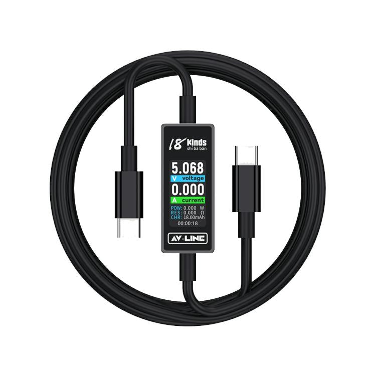 18 Kinds AV-Line Pro 1.2m Intelligent Detection Charging Data Cable, Interface:Type-C to Type-C