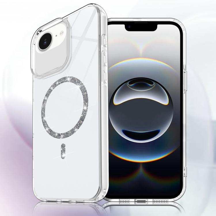 For iPhone 17e / 16e Transparent MagSafe Glitter Powder Acrylic Phone Case