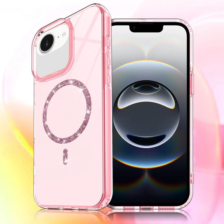 For iPhone 17e / 16e Transparent MagSafe Glitter Powder Acrylic Phone Case