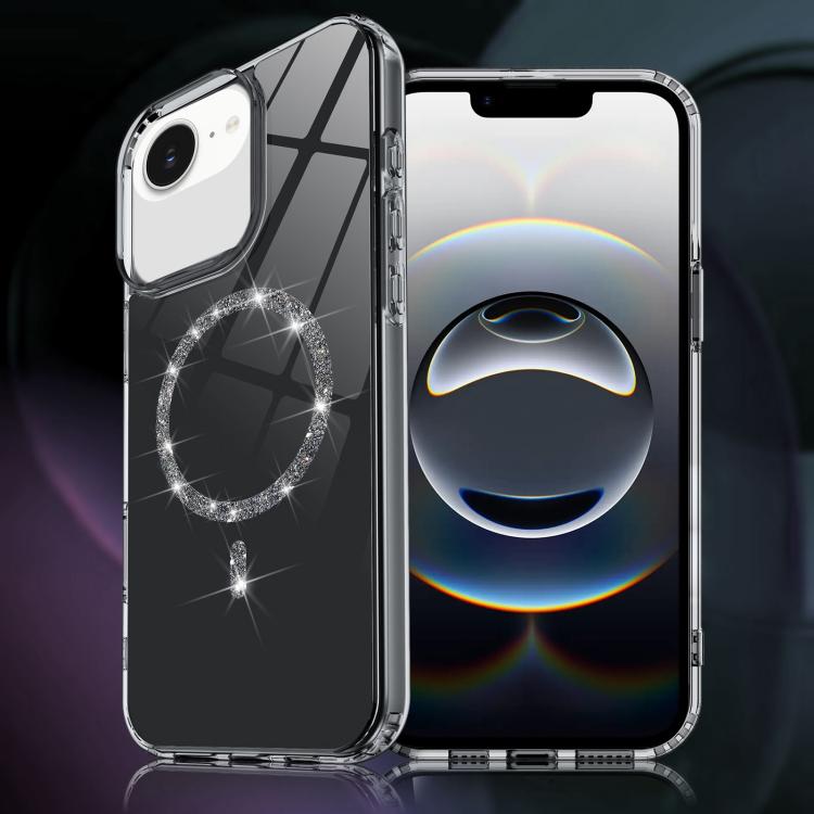 For iPhone 17e / 16e Transparent MagSafe Glitter Powder Acrylic Phone Case