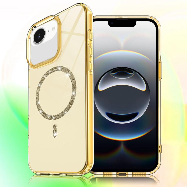 For iPhone 17e / 16e Transparent MagSafe Glitter Powder Acrylic Phone Case