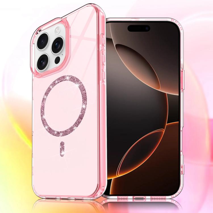 For iPhone 16 Pro Max Transparent MagSafe Glitter Powder Acrylic Phone Case