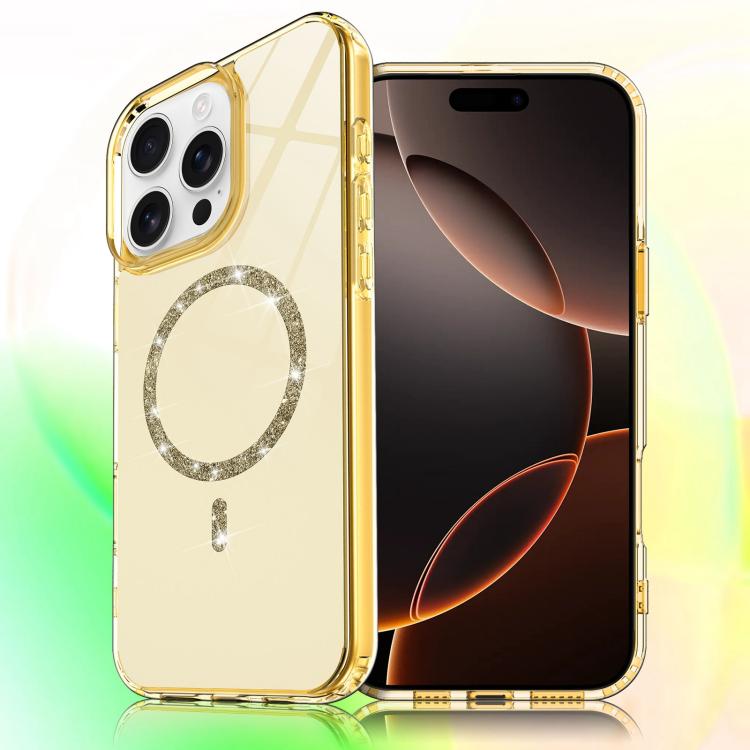 For iPhone 16 Pro Transparent MagSafe Glitter Powder Acrylic Phone Case