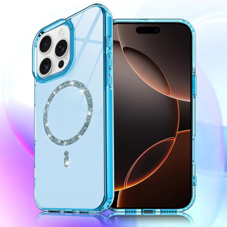 For iPhone 16 Pro Transparent MagSafe Glitter Powder Acrylic Phone Case