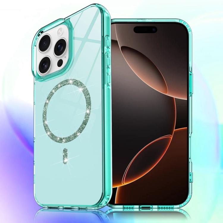For iPhone 16 Pro Transparent MagSafe Glitter Powder Acrylic Phone Case