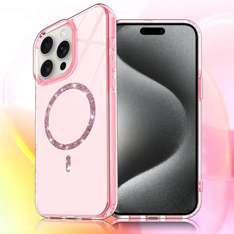 For iPhone 15 Pro Max Transparent MagSafe Glitter Powder Acrylic Phone Case