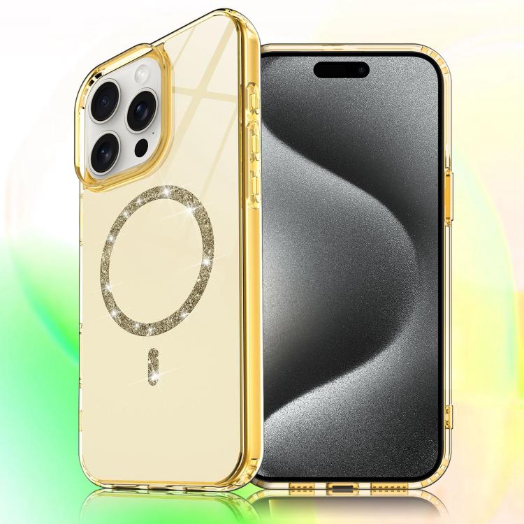 For iPhone 15 Pro Max Transparent MagSafe Glitter Powder Acrylic Phone Case