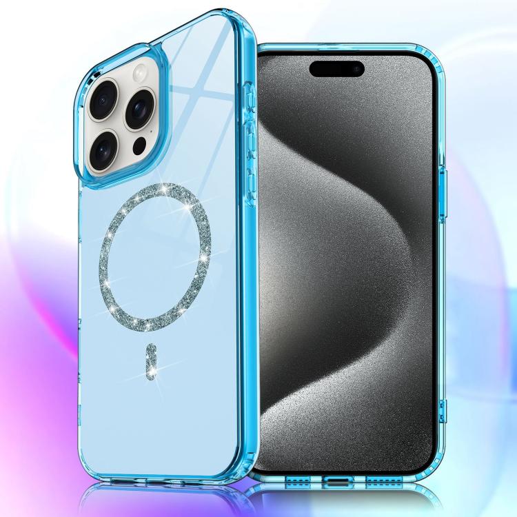 For iPhone 15 Pro Transparent MagSafe Glitter Powder Acrylic Phone Case
