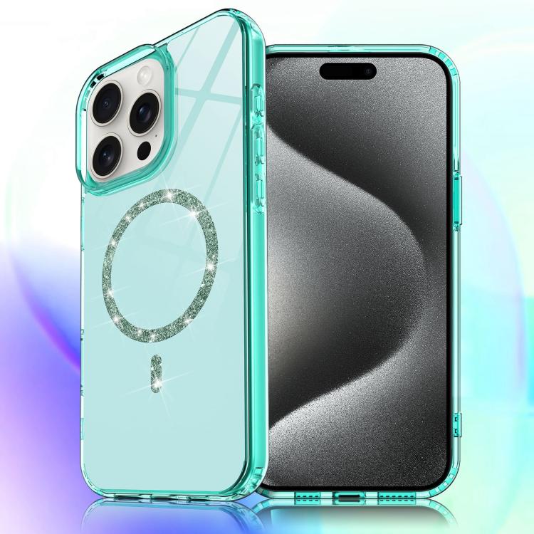 For iPhone 15 Pro Transparent MagSafe Glitter Powder Acrylic Phone Case