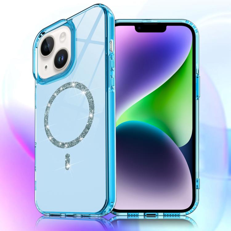 For iPhone 15 Plus / 14 Plus Transparent MagSafe Glitter Powder Acrylic Phone Case