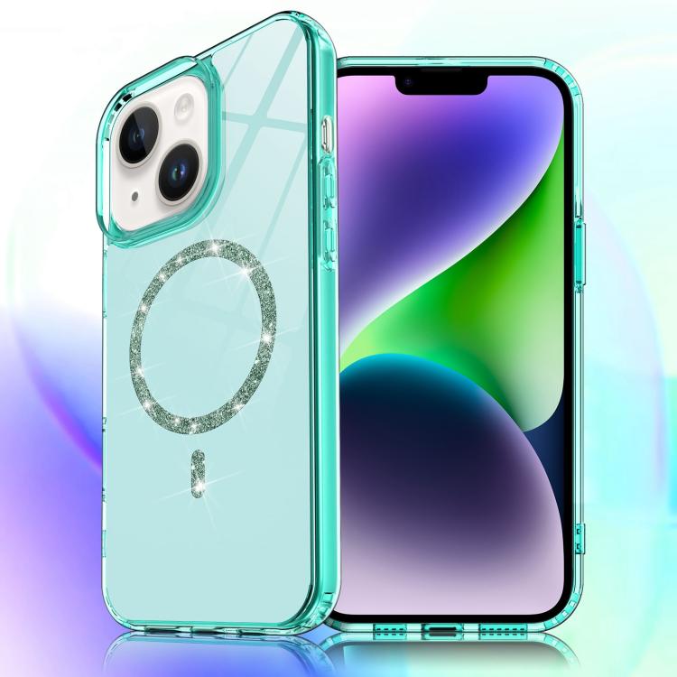For iPhone 15 Plus / 14 Plus Transparent MagSafe Glitter Powder Acrylic Phone Case
