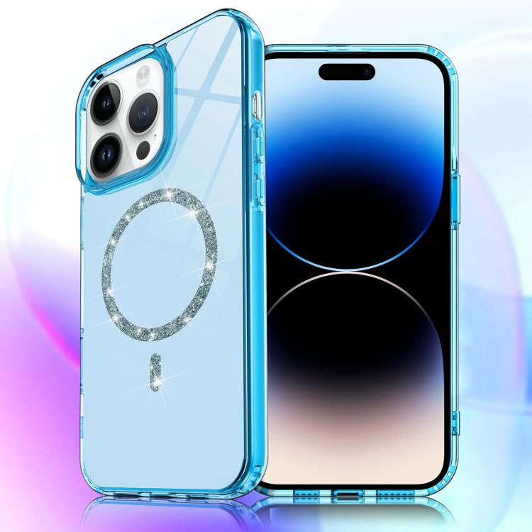 For iPhone 14 Pro Transparent MagSafe Glitter Powder Acrylic Phone Case