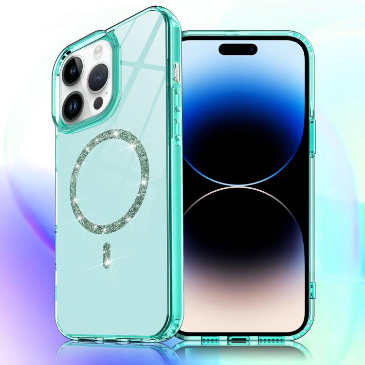 For iPhone 14 Pro Transparent MagSafe Glitter Powder Acrylic Phone Case