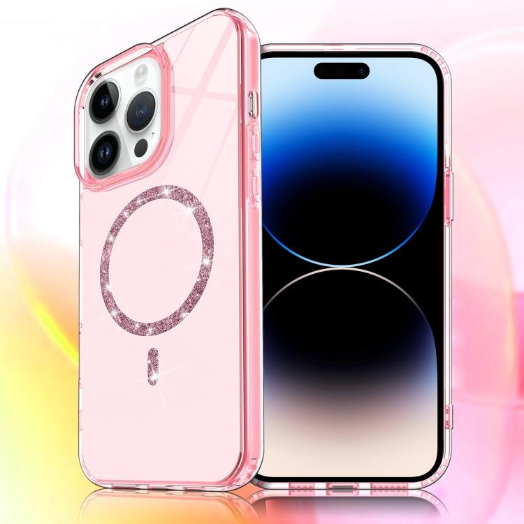 For iPhone 14 Pro Max Transparent MagSafe Glitter Powder Acrylic Phone Case