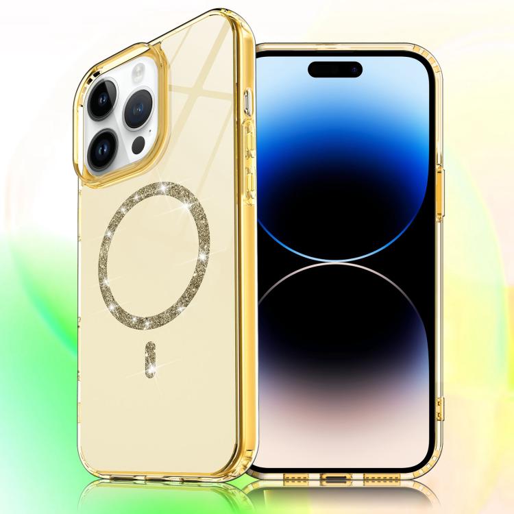 For iPhone 14 Pro Max Transparent MagSafe Glitter Powder Acrylic Phone Case