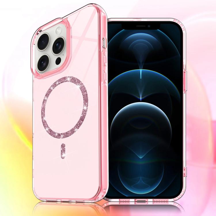 For iPhone 12 Pro Max Transparent MagSafe Glitter Powder Acrylic Phone Case