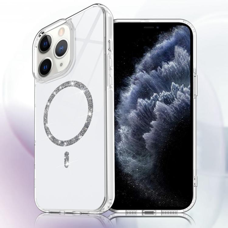 For iPhone 11 Pro Max Transparent MagSafe Glitter Powder Acrylic Phone Case