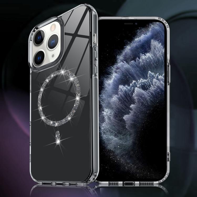 For iPhone 11 Pro Max Transparent MagSafe Glitter Powder Acrylic Phone Case