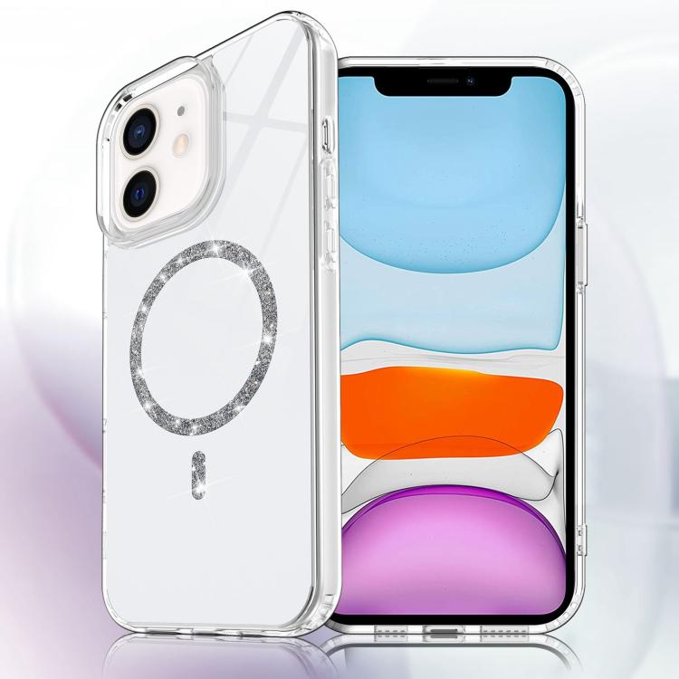 For iPhone 11 Transparent MagSafe Glitter Powder Acrylic Phone Case