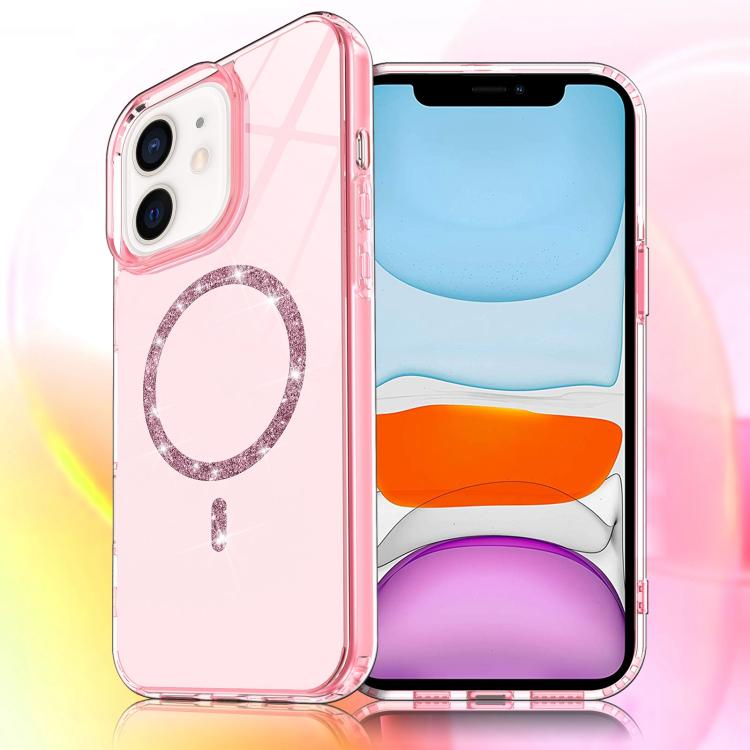 For iPhone 11 Transparent MagSafe Glitter Powder Acrylic Phone Case