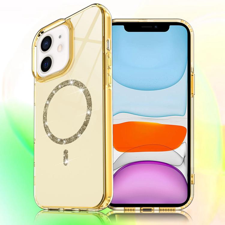 For iPhone 11 Transparent MagSafe Glitter Powder Acrylic Phone Case