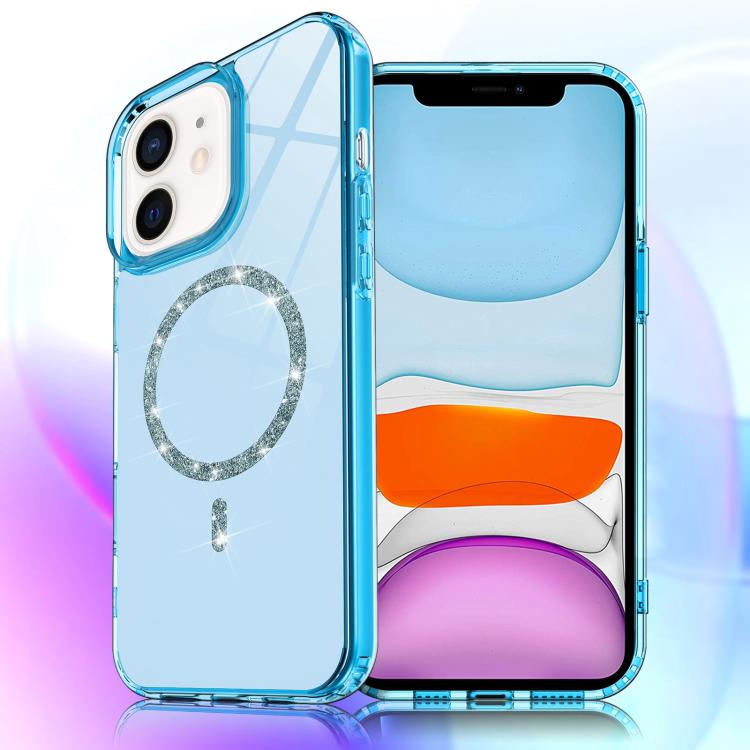 For iPhone 11 Transparent MagSafe Glitter Powder Acrylic Phone Case