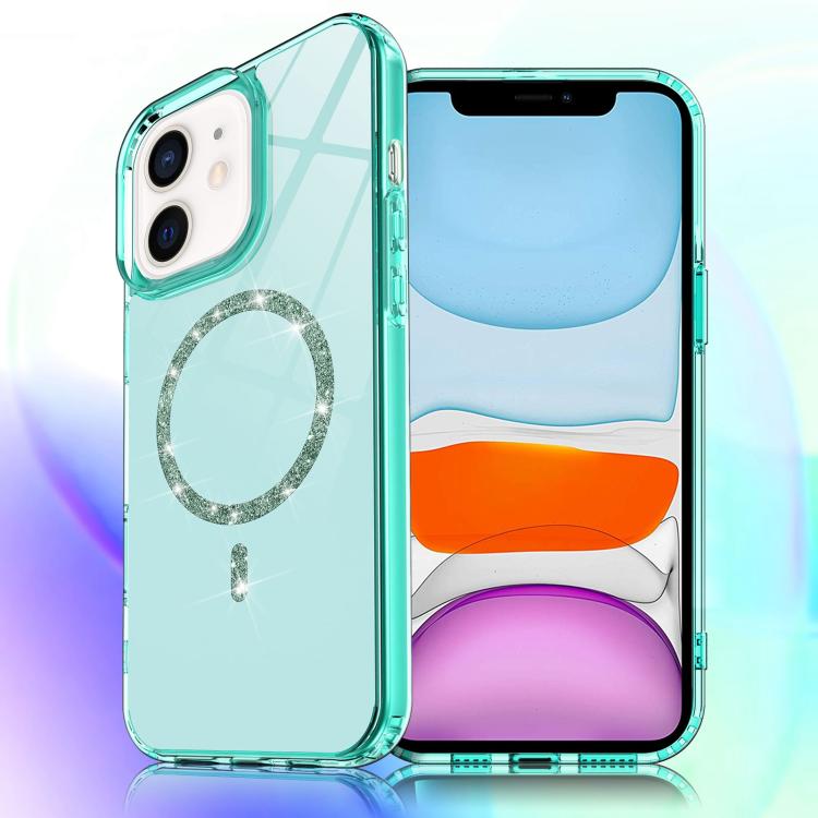 For iPhone 11 Transparent MagSafe Glitter Powder Acrylic Phone Case