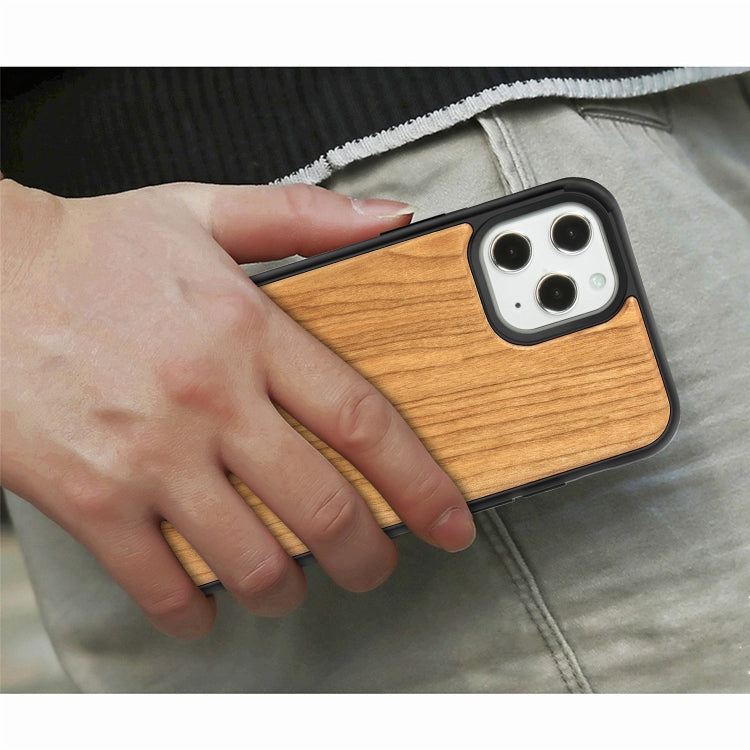 For iPhone 12 Pro Max Wood Veneer + TPU Shockproof Case