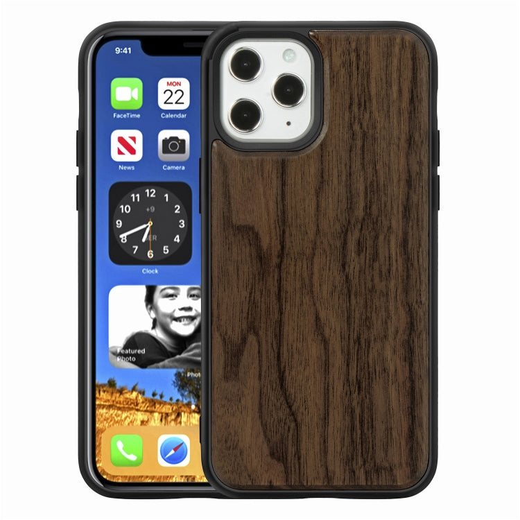 For iPhone 12 / 12 Pro Wood Veneer + TPU Shockproof Case