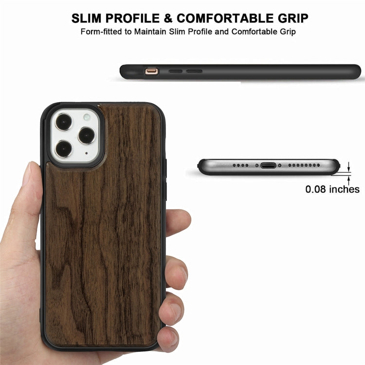 For iPhone 12 / 12 Pro Wood Veneer + TPU Shockproof Case