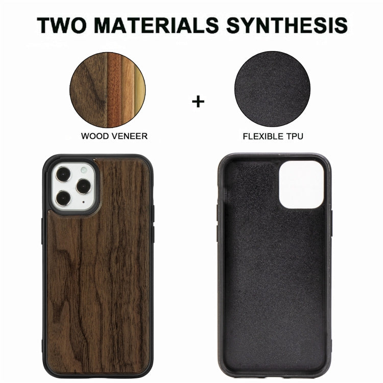 For iPhone 12 / 12 Pro Wood Veneer + TPU Shockproof Case