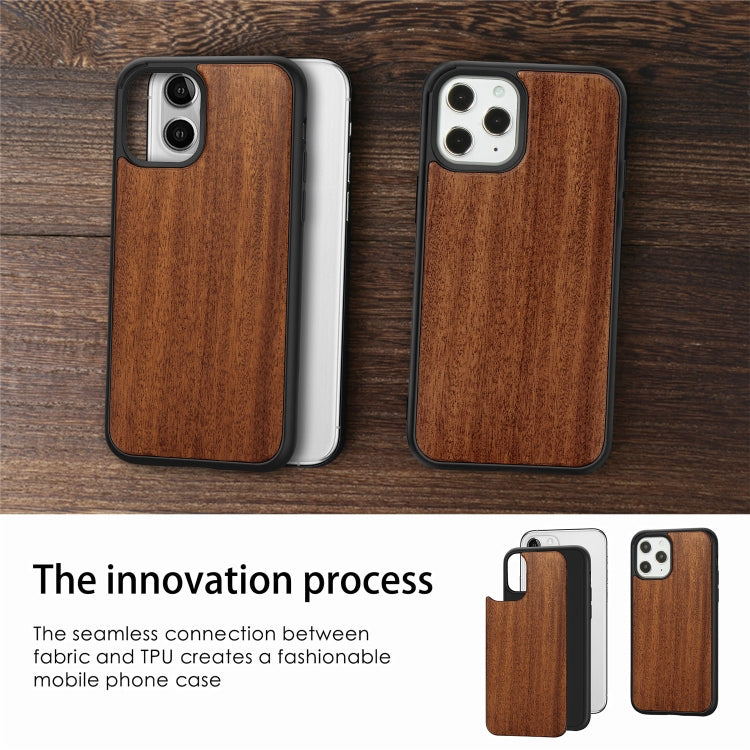 For iPhone 12 / 12 Pro Wood Veneer + TPU Shockproof Case