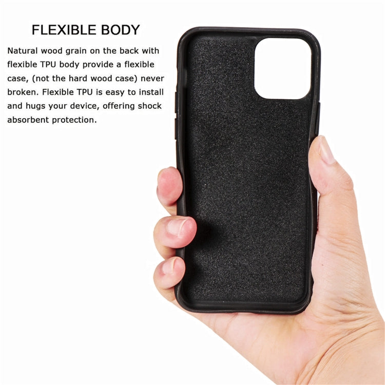 For iPhone 12 / 12 Pro Wood Veneer + TPU Shockproof Case