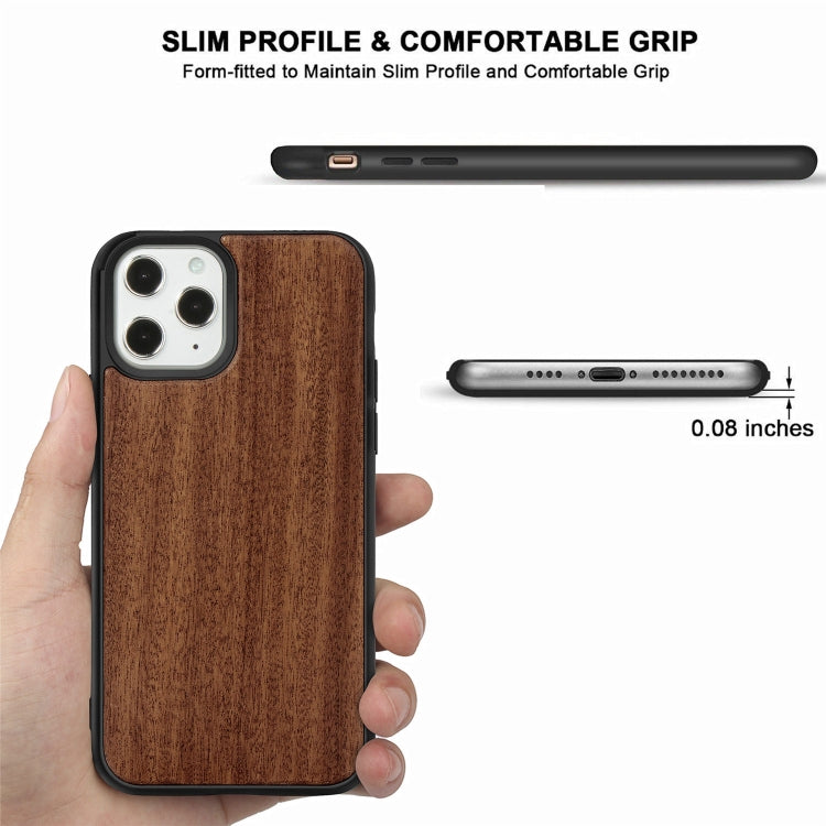 For iPhone 12 / 12 Pro Wood Veneer + TPU Shockproof Case