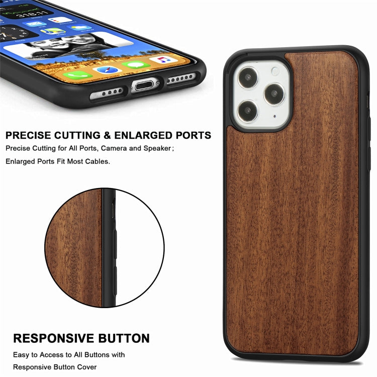 For iPhone 12 / 12 Pro Wood Veneer + TPU Shockproof Case