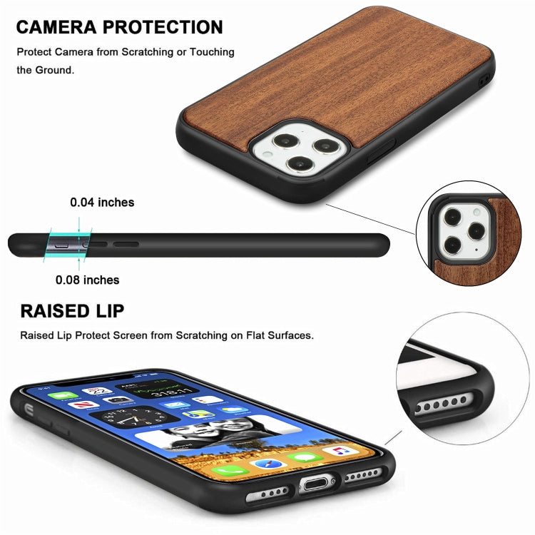 For iPhone 12 / 12 Pro Wood Veneer + TPU Shockproof Case