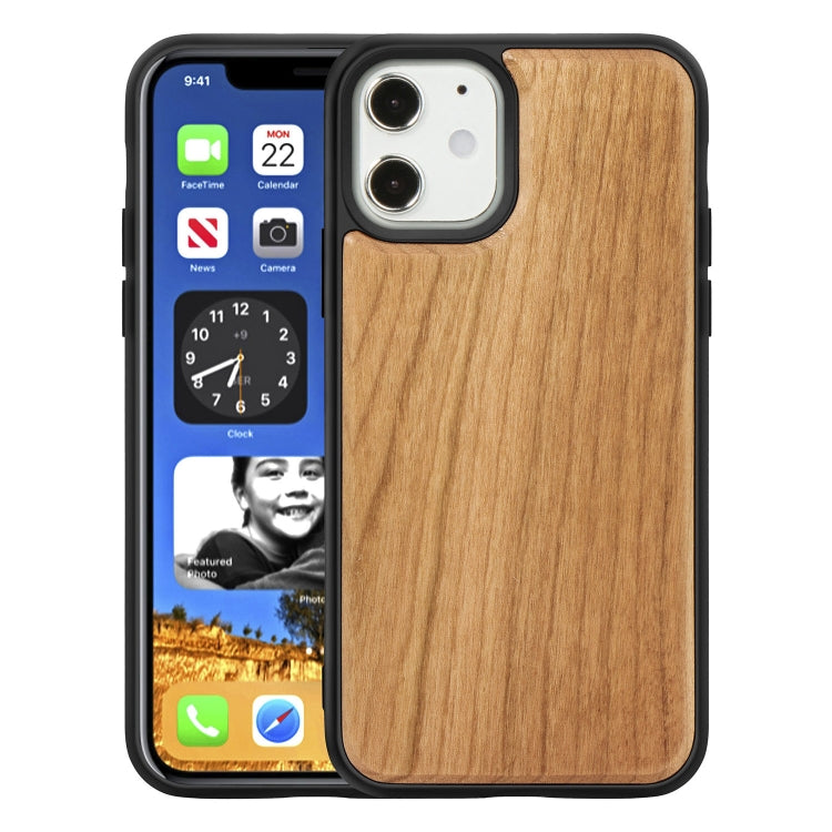 For iPhone 12 mini Wood Veneer + TPU Shockproof Case