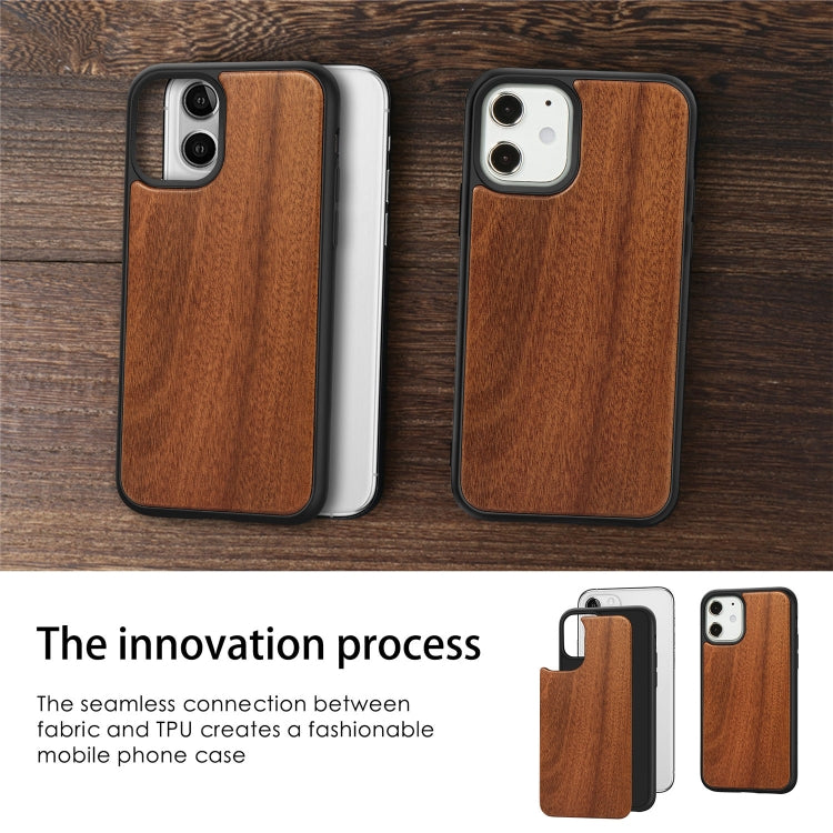 For iPhone 12 mini Wood Veneer + TPU Shockproof Case